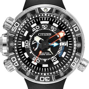 Citizen Men's Eco-Drive Promaster Sea Aqualand Depth Meter Watch in Stainless Steel with Black Polyurethane Strap